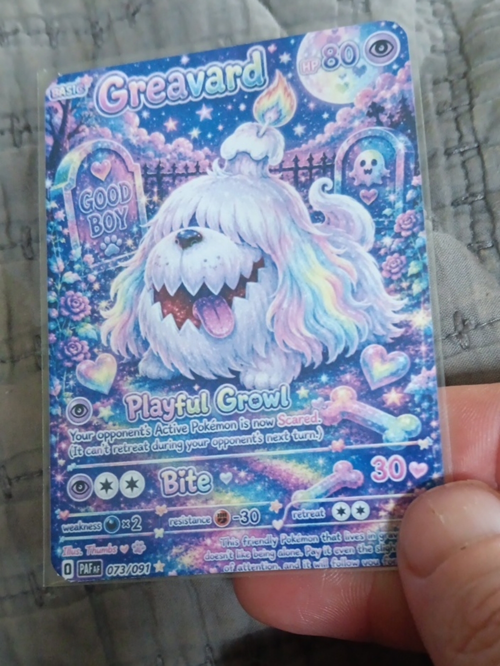 Greavard Playful Growl Collectible Card - Pastel Multicolor
